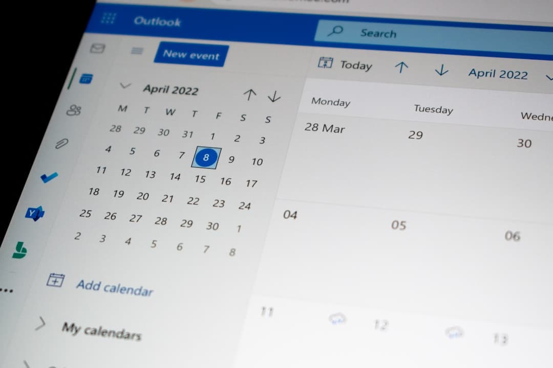 Booking calendar on a laptop